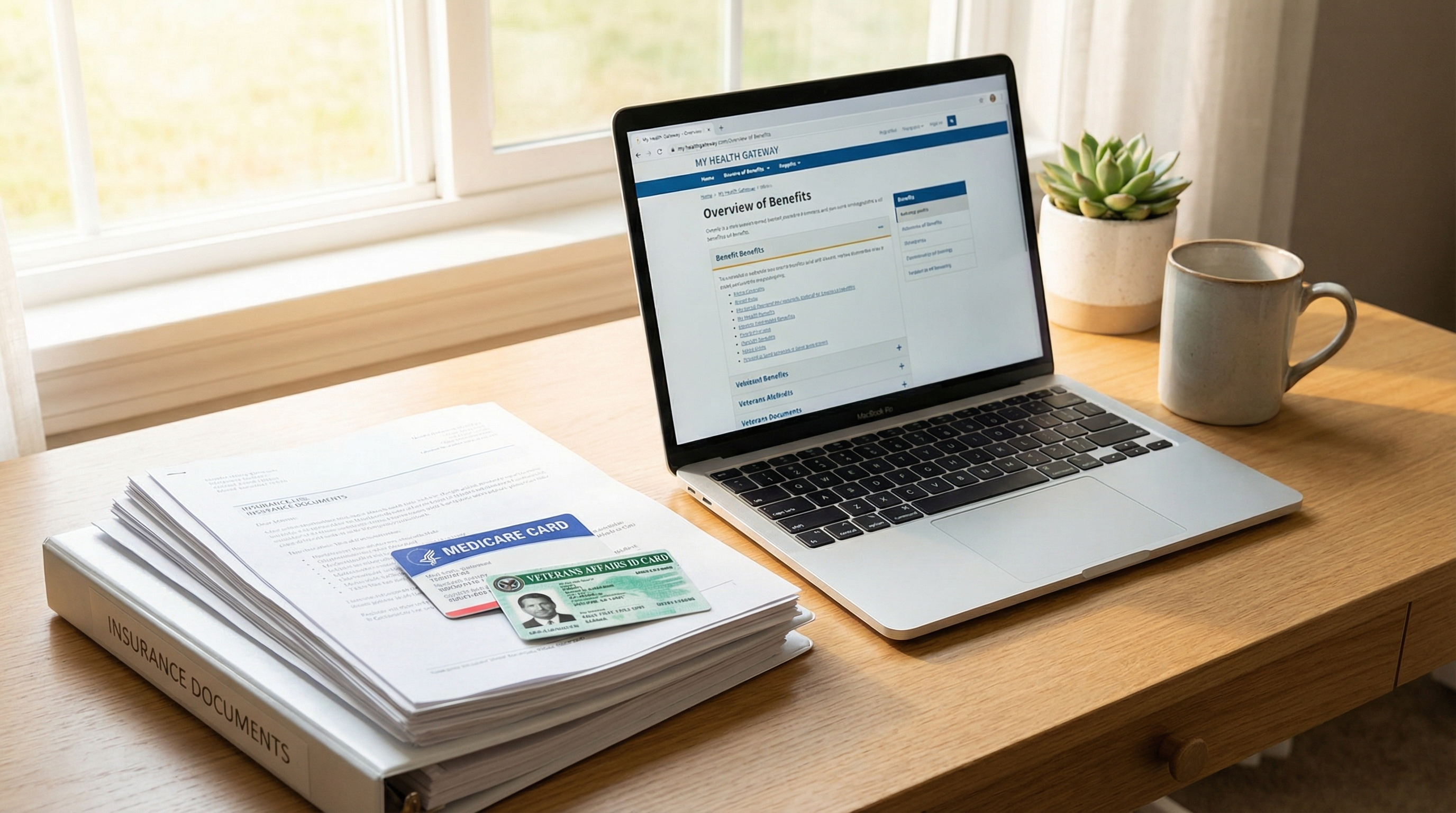 Insurance cards and healthcare financing documents for comfort care